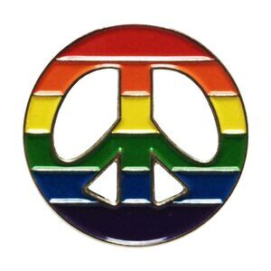 Rainbow Peace Sign Enamel Pin - LGBTQ+ Gay Pride Antiwar Symbol Apparel Gift NWT